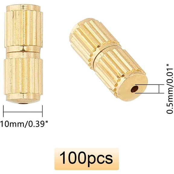 100PCS 10mm Barrel Screw Clasp Golden Twist Clasp Screw Connectors Column Cord End Cap Fastener Copper for Bracelet Necklace DIY Jewelry Making