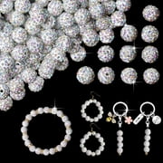 100PCS 10mm Rhinestone Beads for Jewelry Making,AB-Color Sparkle Crystal Clay Bead for Craft,Shamballa Diamond Bead Bulk,Clay Bead Disco Ball Beads for Pen Bracelet Earring Baseball Necklace