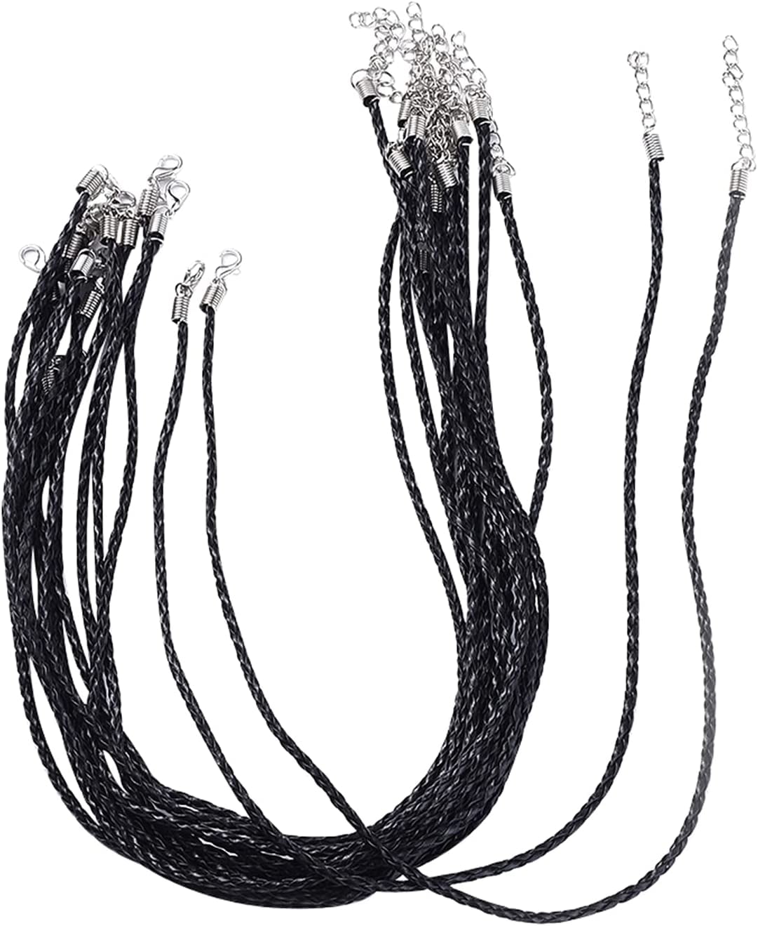 100PCS 17 Inches Black Imitation Leather Necklace Cord 3mm Rope Chain Necklace for Women Men Black DIY