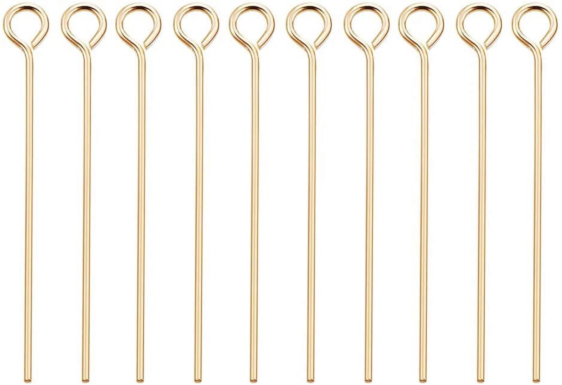 100PCS 18K Real Gold Plated Eye Pins 21 Gauge Eye pins for DIY Jewelry ...