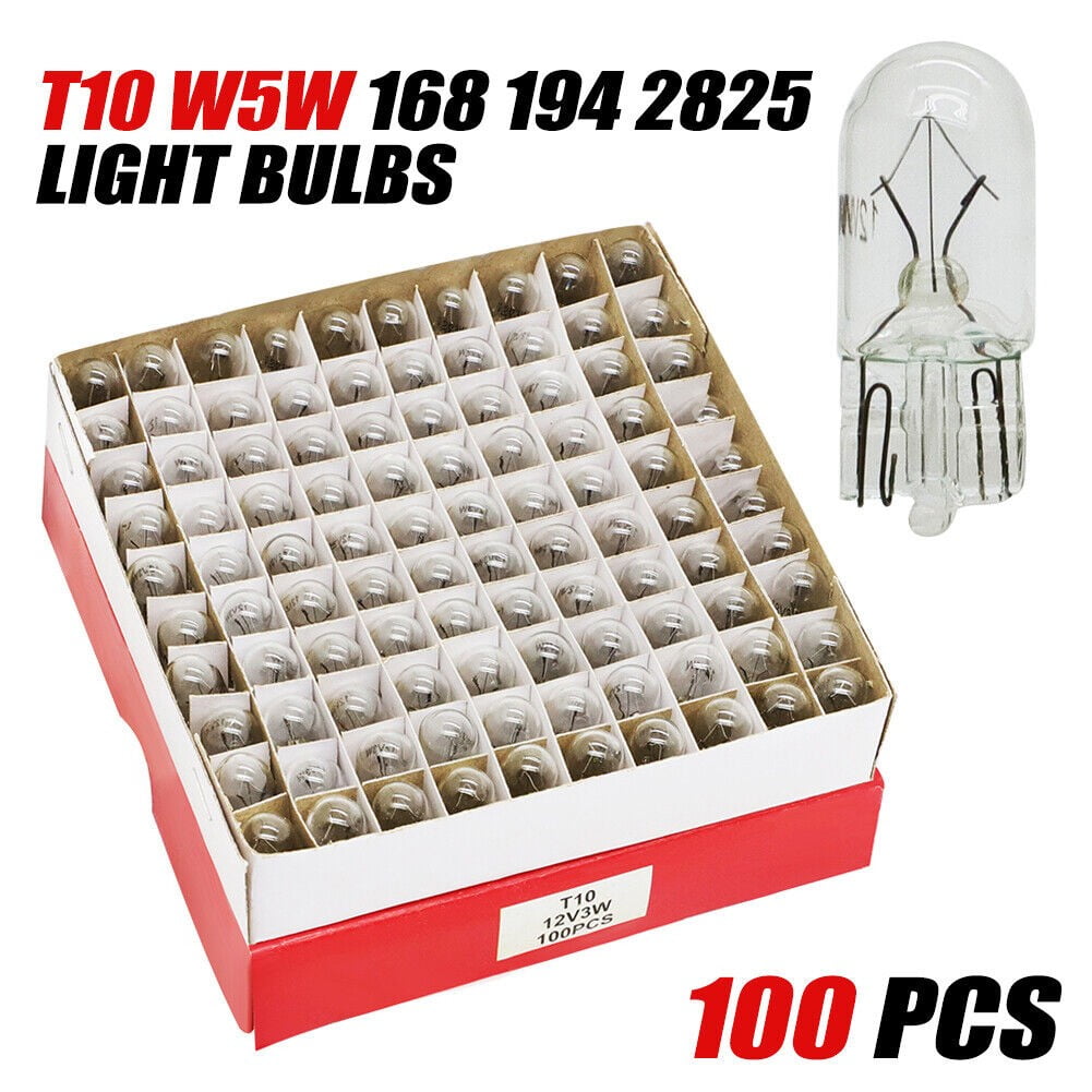 100PCS 194 T10 Clear Wedge Incandescent Instrument Panel Light Bulbs