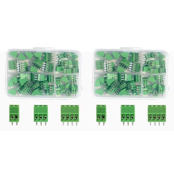 100PCS 2.54mm 0.1 Inch Pitch PCB Mount Terminal Block Connector, 2P 3P ...
