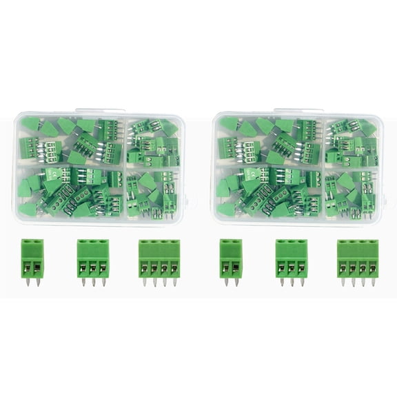 100PCS 2.54mm 0.1 Inch Pitch PCB Mount Terminal Block Connector, 2P 3P 4P Terminals 150V 6A