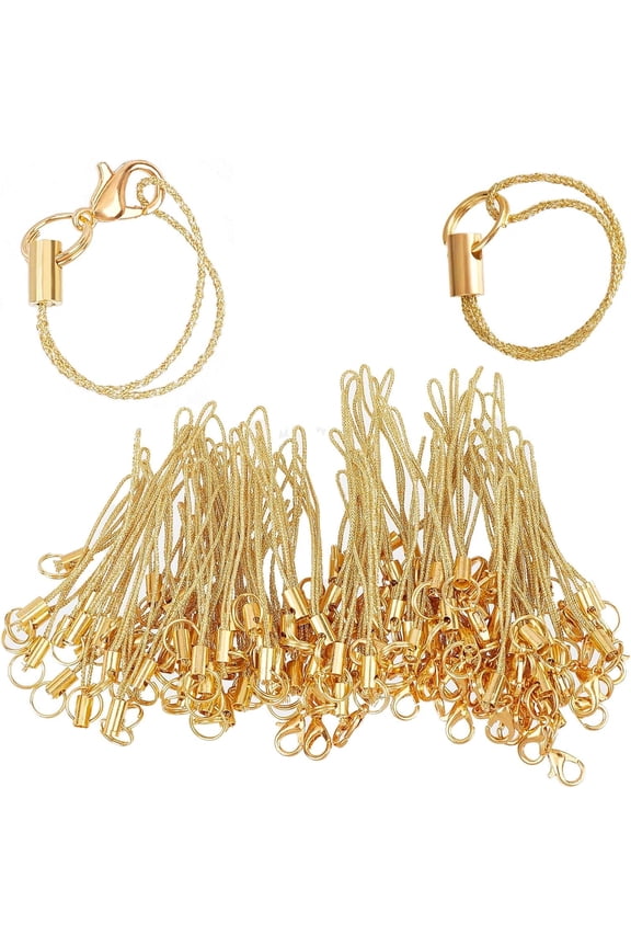100PCS 2 Styles Mobile Phone Keychain Straps Tone Split Ring Cord Cellphone Charms Pendant Polyester Lanyard String Detachable Phone Rope Lariat Hanging Accessories for USB Drive Camera for DIY