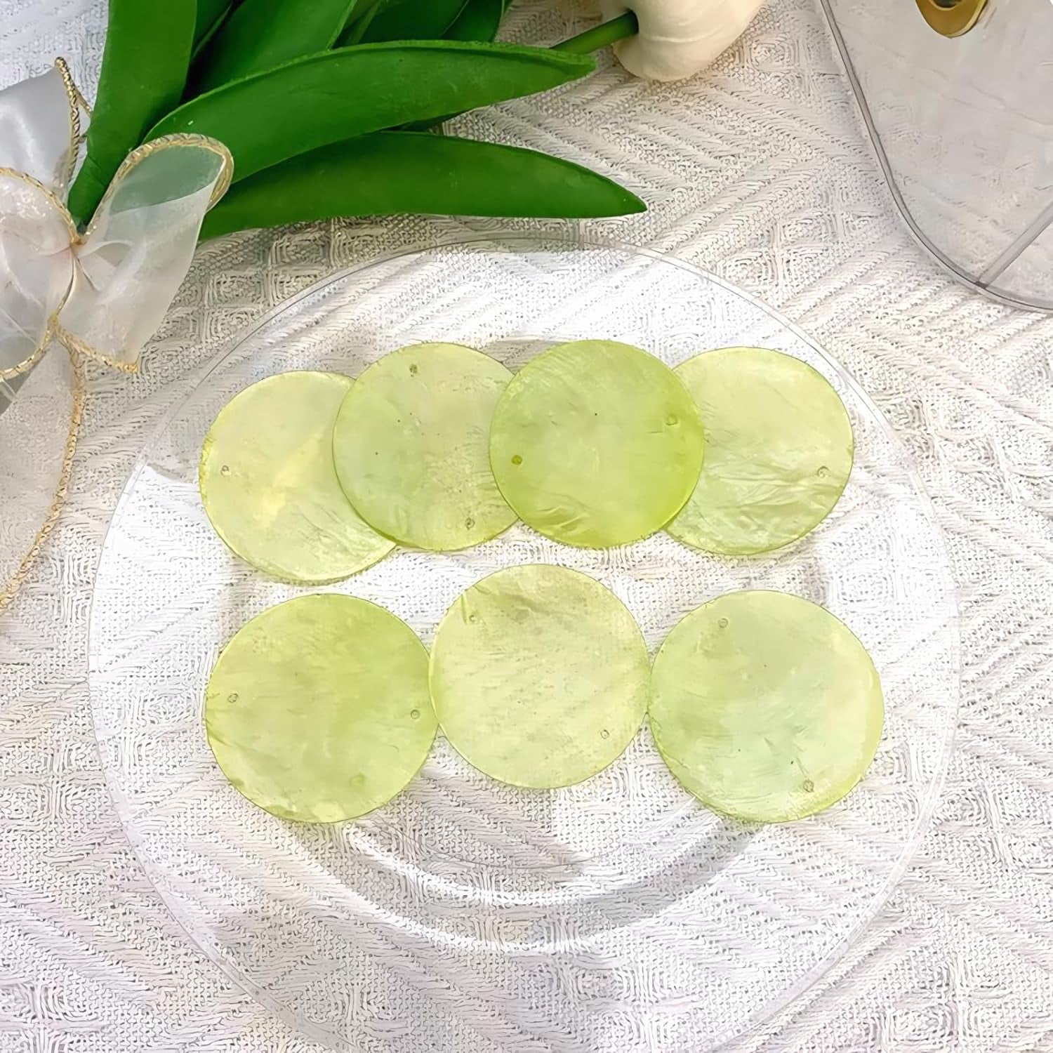 Shell 100pcs 100PCS 2-in Round Shells Pieces with 2 Hole, Polished Round Shell Slice ...