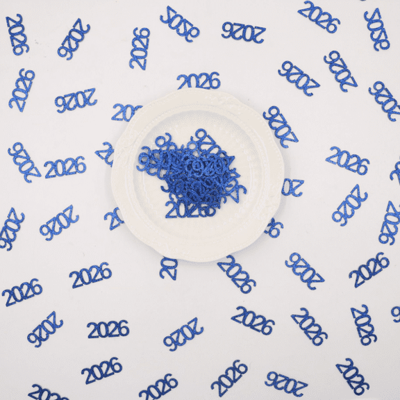 100PCS 2026 Blue Glitter Confetti, New Year Graduation Party Table Scatter Decorations