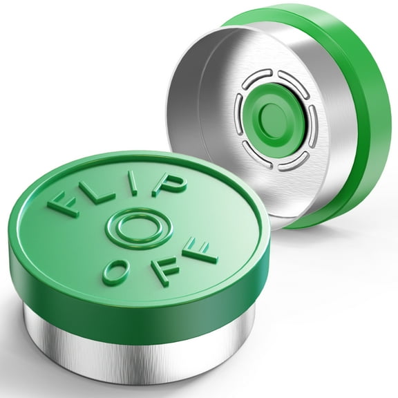 100PCS 20mm Aluminum-Plastic Flip Top Caps for Glass Vial Green