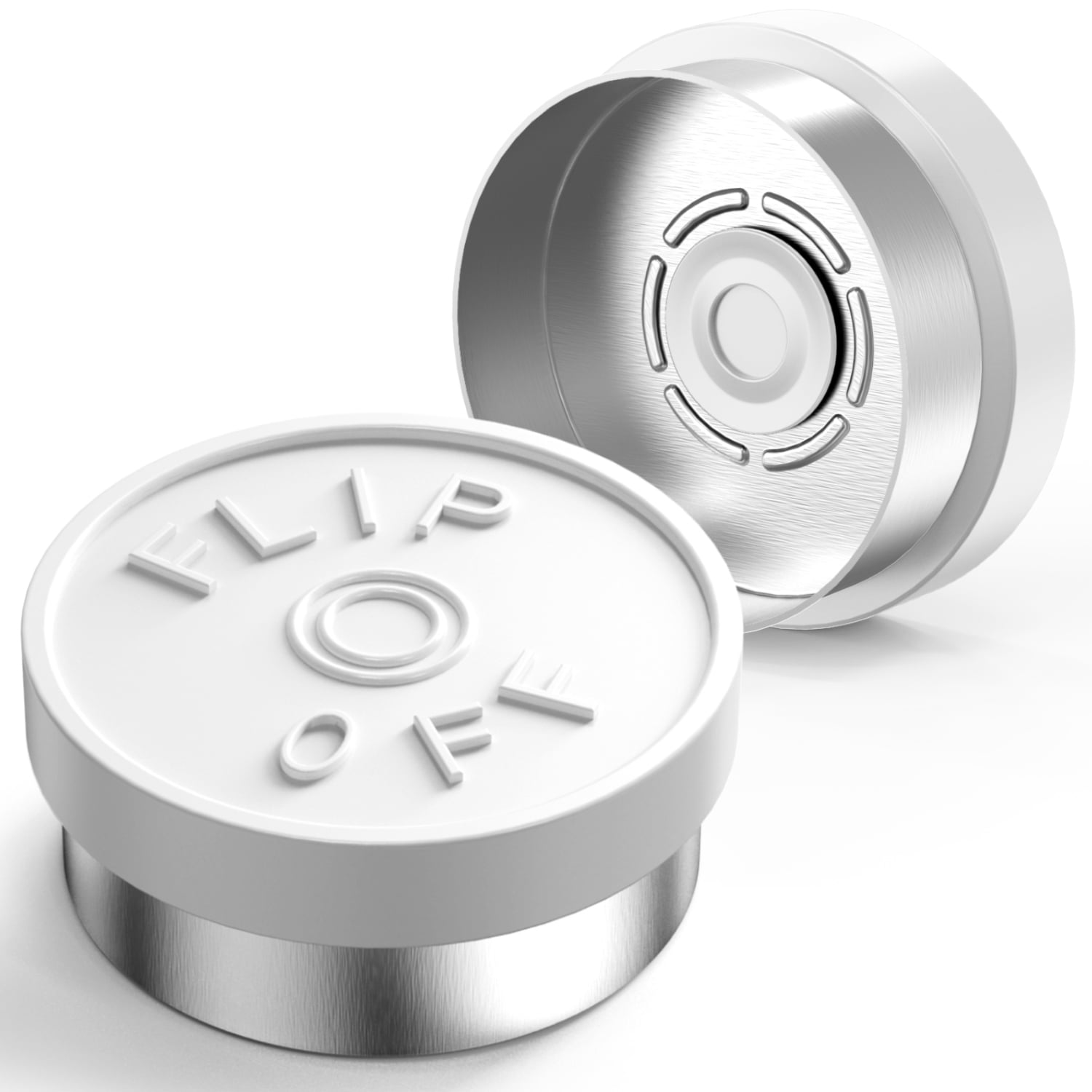 20mm Flip Top Seals/Caps - Dual Tone White-White, Pack Of 1000 For Serum Vials