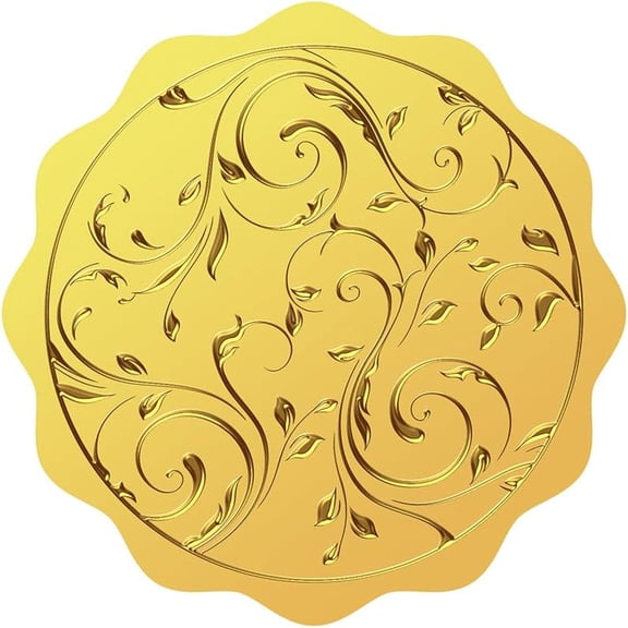 100PCS 2inch Vine Gold Foil Certificate Seals Gold Embossed Gold Foil Stickers Self Adhesive Embossed Seals Gold Envelope Seals Stickers for Diplomas Awards Graduation Envelopes diy Others