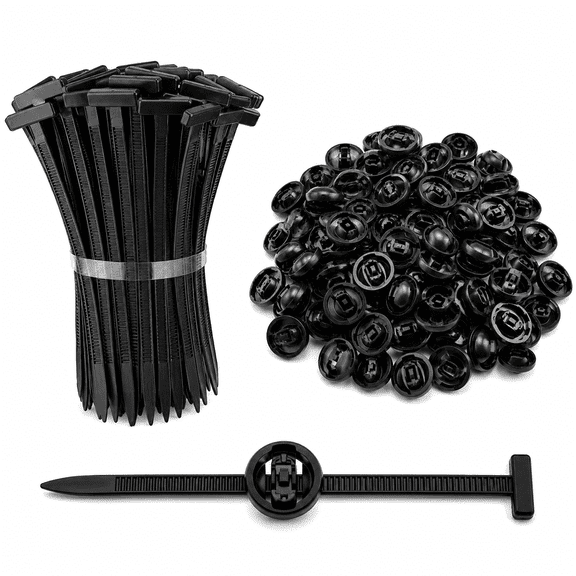 100 Sets Heavy Duty Nylon Universal Cable Tie Buckles, Self-Locking Automotive Zip Tie Fasteners for Bumper, Fender Liner, Splash Shield and Trim