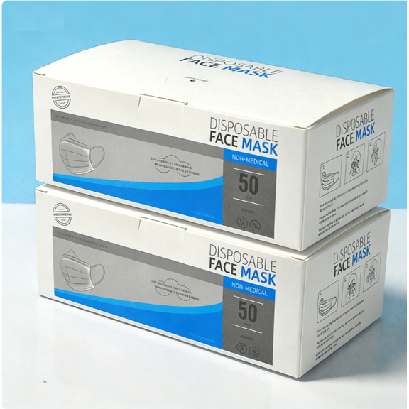 100PCS 3 Ply Black Disposable Face Mask Filter Protection