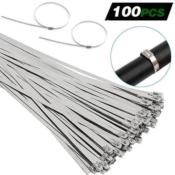 100PCS 304 Stainless Steel Exhaust Wrap Coated Metal Locking Cable Zip s