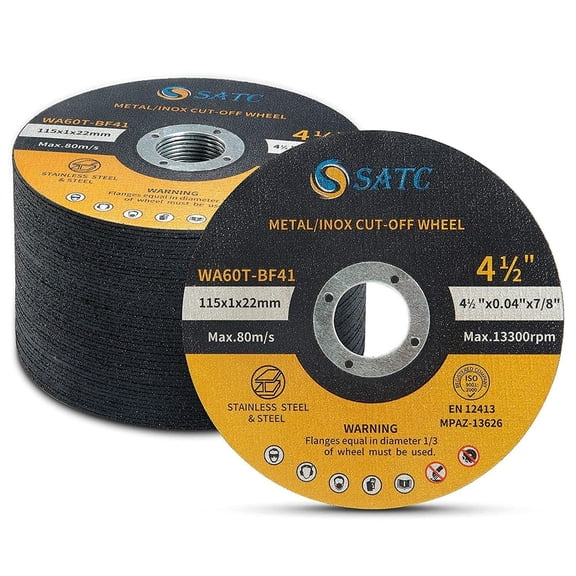 SATC 100Pcs 115x1x22mm Cut-off Discs for Cutting Metal/Stainless Steel