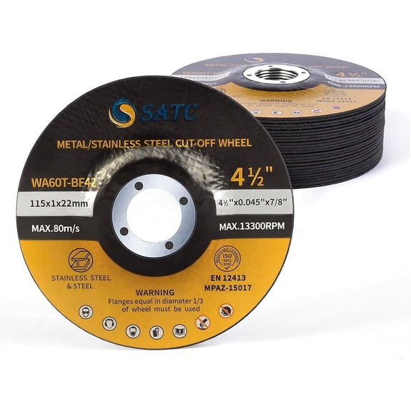 SATC 100Pcs 4-1/2" Depressed Center T42/27 Coarse 60 Grit Abrasive Grinding Cutting Disc