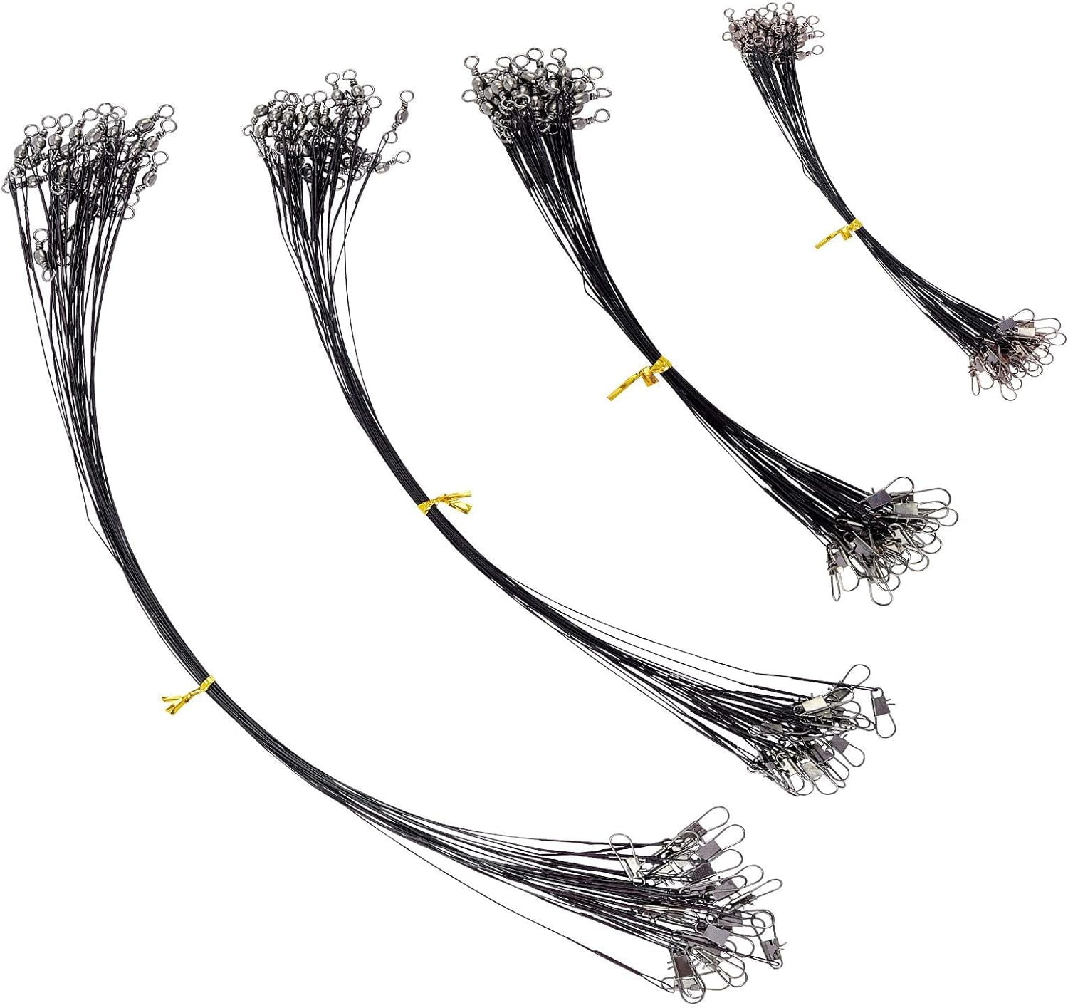 100PCS 4 Sizes Black Steel Fishing Wire Leaders Fishing Line Wire ...