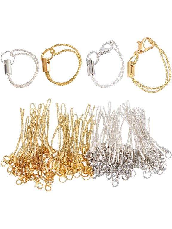 100PCS 4 Styles Mobile Phone Keychain Strap Cellphone Charms Pendant Tone Split Ring Cord Polyester Lanyard String Detachable Phone Rope Lariat Hanging Accessories for USB Drive Camera colorful