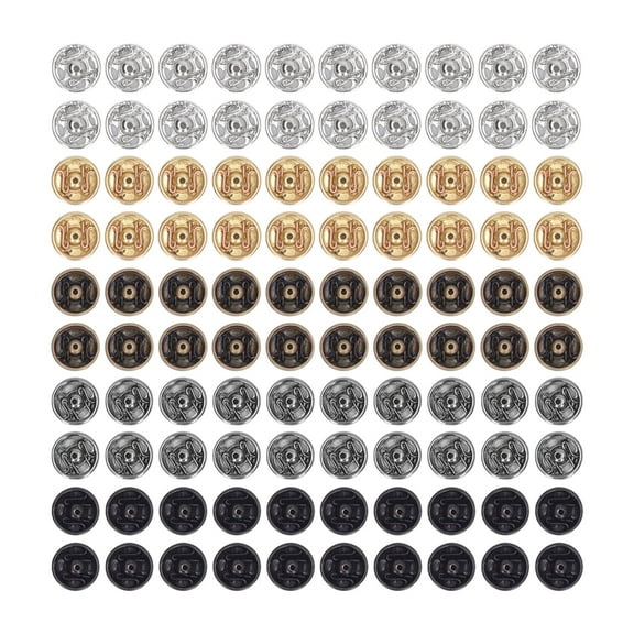 100PCS 5mm Mini Snap Buttons Assorted Metal Snap Fasteners Buttons Round Button Miniature Snap Buttons Doll for Women Men Clothing