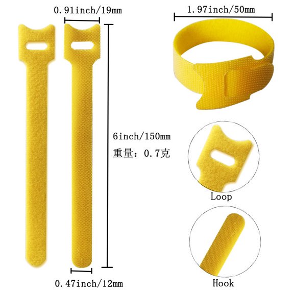 100PCS 6-inch back-to-back Velcro zip ties, reusable multi-purpose zip ties, flexible cord organizer, adjustable plant ties