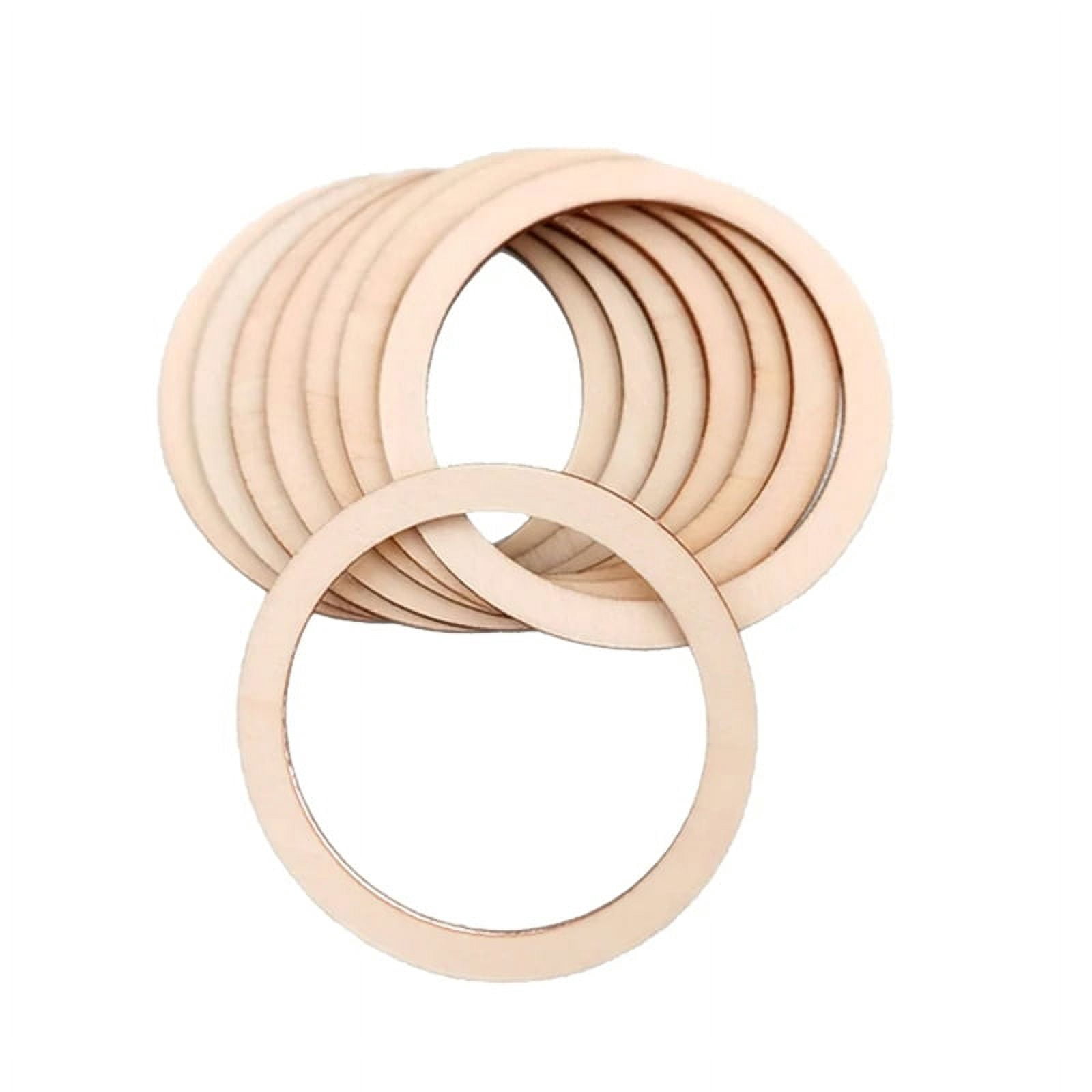 100PCS 6cm Unfinished Wood Flat Rings Circle for DIY Craft, Ring ...
