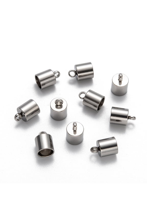 100PCS 6mm 304 Stainless Steel Cord Ends Jewelry Making Caps Glue-in Fasteners for Necklace Cord Tassel Leather Jewelry