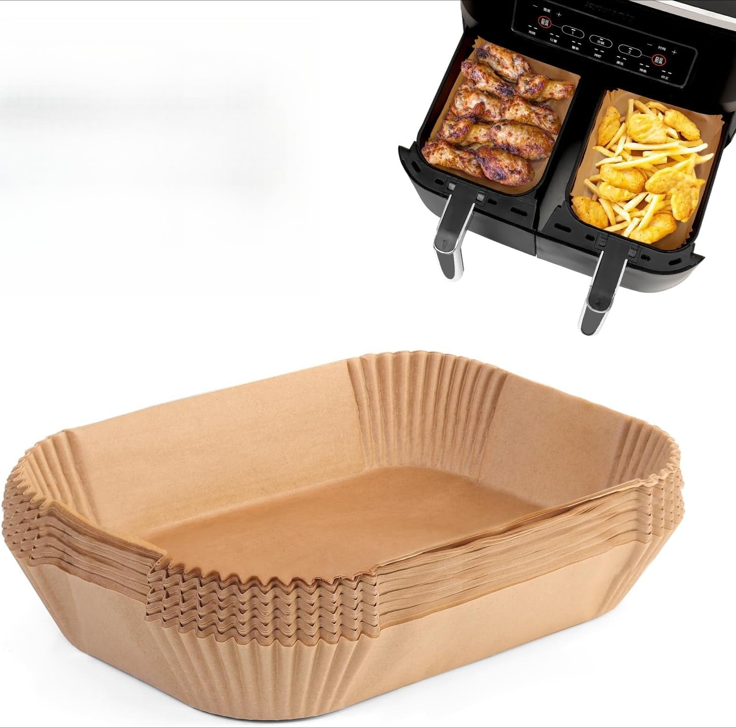 100PCS 7.9 Inch Disposable Air Fryer Liners - Non-Stick Paper Liners for 4-8QT Air Fryers, Ovens & Microwaves