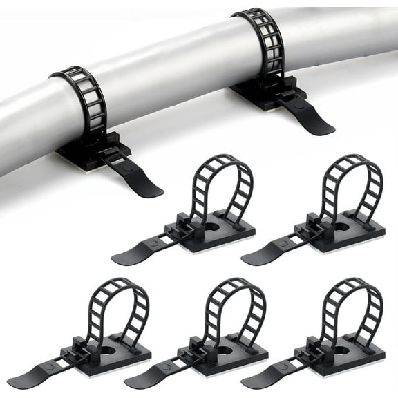 100PCS Adhesive Cable Ties Cable Clips, Self-adhesive Nylon Cable Straps, Adhesive Cable Management Clips for Wire Management (Black-Adhesive Cable Ties)