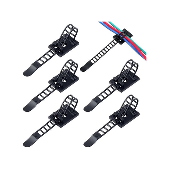 100PCS Adjustable Adhesive Cable Ties Cable Clips, Self-adhesive Nylon Cable Straps, Adhesive Cable Management Clips for Wire