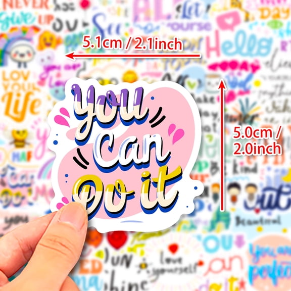 100PCS Affirmation Stickers, Holographic Motivational Sticker Pack, Positive Journal Encouraging Shiny Quotes for Teachers, Classroom, Waterproof Scrapbook Supplies