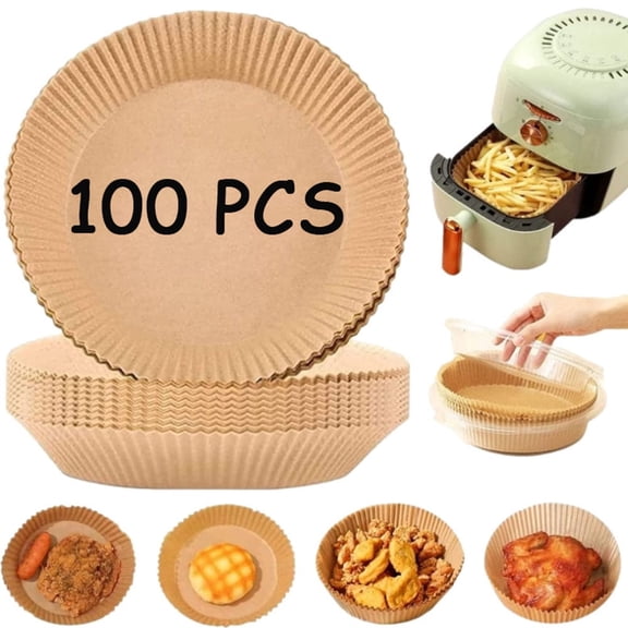 100PCS Air Fryer Paper Liners,Non-stick Oil Resistant Air Fryer Parchment Paper Liners for Air fryer, Baking, Roasting Microwave