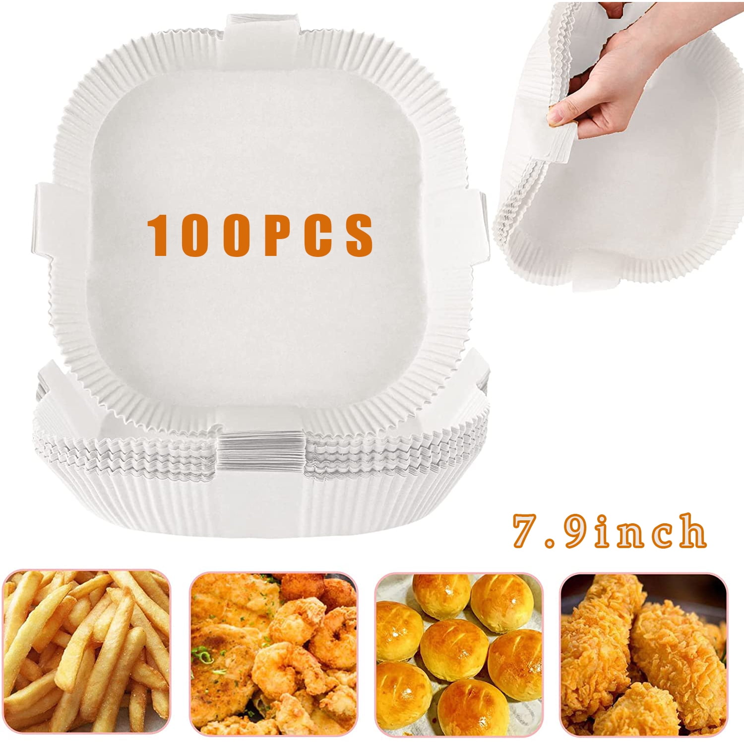 Air Fryer Disposable Paper Liner - 50PCS 7.9 In Square Non-Stick Parchment  Insert Sheet, Oil-proof, Water-proof Baking Filter for 5 6 7 8 Qt Airfryer