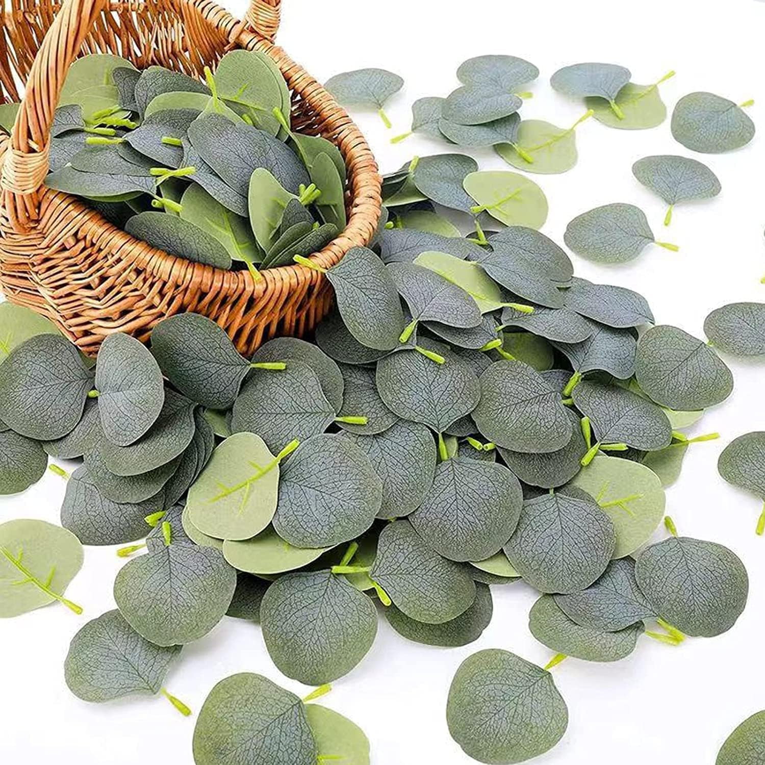 100PCS Artificial Eucalyptus Leaves, Zukuco Fake Eucalyptus Leaves Bulk