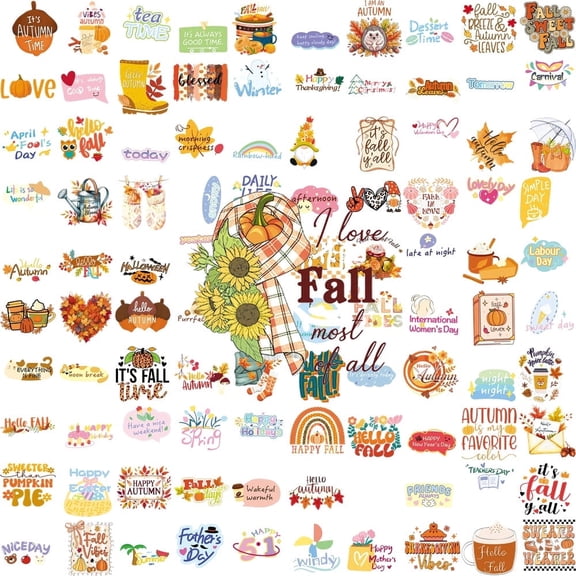 100PCS Autumn Fall Motivational Stickers Waterproof Reusable Vinyl Decals
