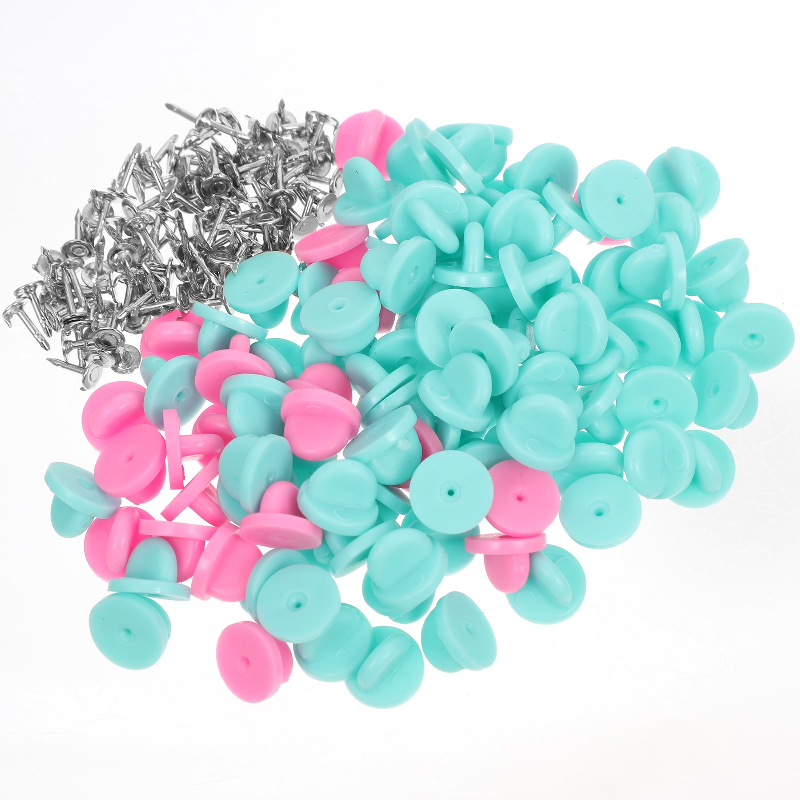 100PCS Badge Caps Round Plastic Caps Rubber Caps Copper Tie Tacks Blank