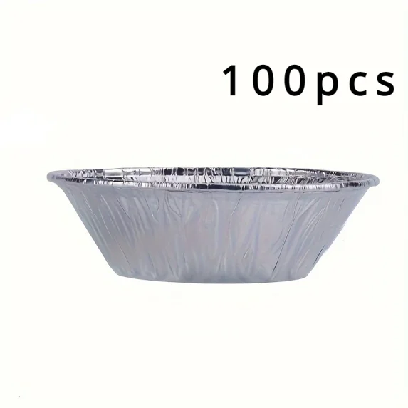 100PCS Baking Aluminum Foil Egg Tart Tray Disposable Circular Pastry Mold for Parties Restaurant Kitchen Baking Molds