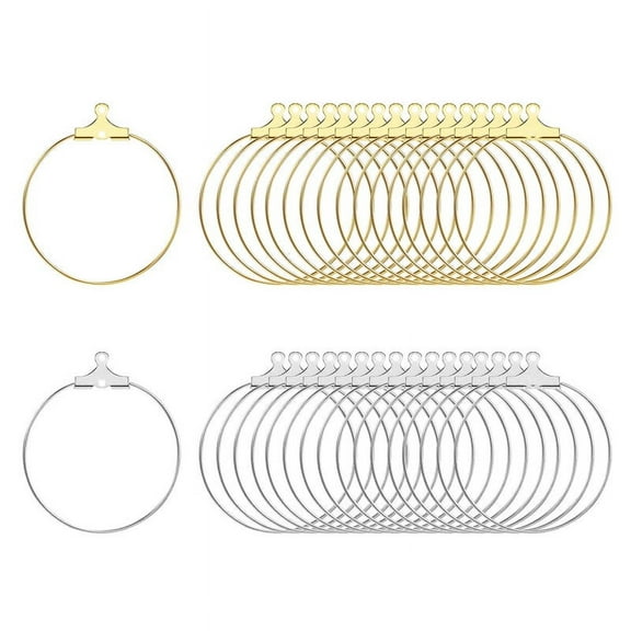 100PCS Beading Earring Hoop for Jewelry Making - Earring Finding Hoop Open Beading - Round Earring Supplies for DIY Craft Kit 25MM