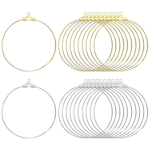 100PCS Beading Earring Hoop for Jewelry Making - Earring Finding Hoop Open Beading - Round Earring Supplies for DIY Craft Kit 30MM