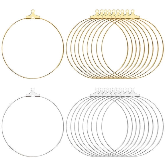 100PCS Beading Earring Hoop for Jewelry Making - Earring Finding Hoop Open Beading - Round Earring Supplies for DIY Craft Kit 40MM