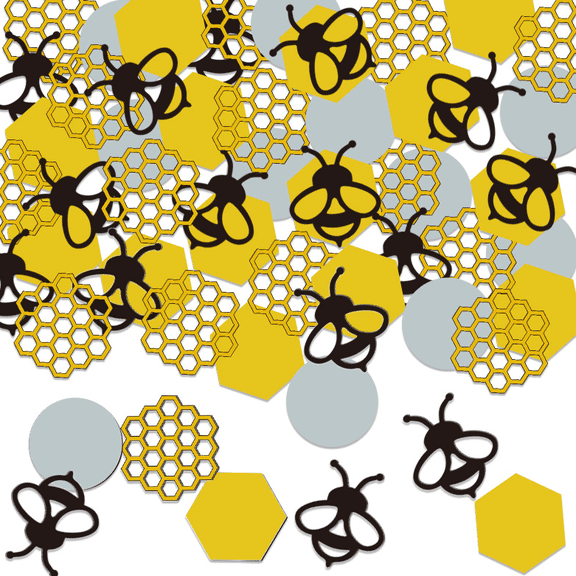 100PCS Bee Party Confetti, Yellow and Black Honeycomb bee Theme Table Scatter Decorations