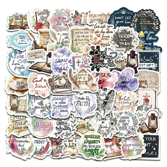 100PCS Bible Verse Stickers, Bible Tabs Study Supplies Gifts for Christian Women, Scrapbook Laptop Book Vinyl Motivational Stickers