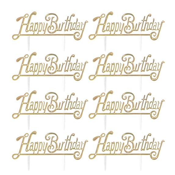 HOOWIFFY 100PCS Cake Decorating Toppers Golden Plastic for Cakes