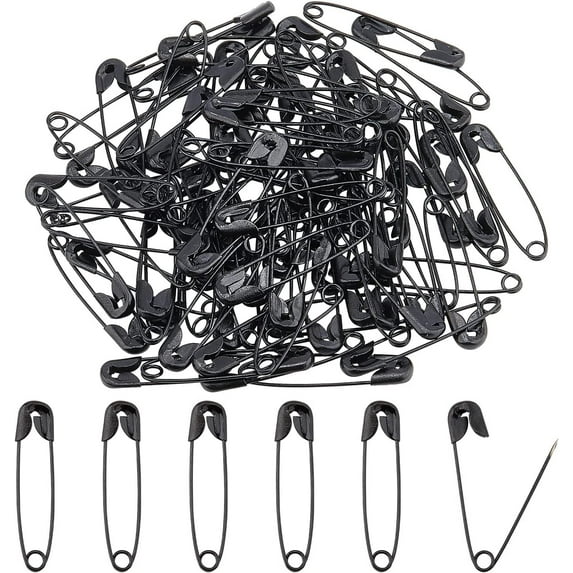 100PCS Black Safety Pins Colored Safety Pins Bulk Sewing Pins for DIY Craft Making and Clothing Knitting Stitch Marker