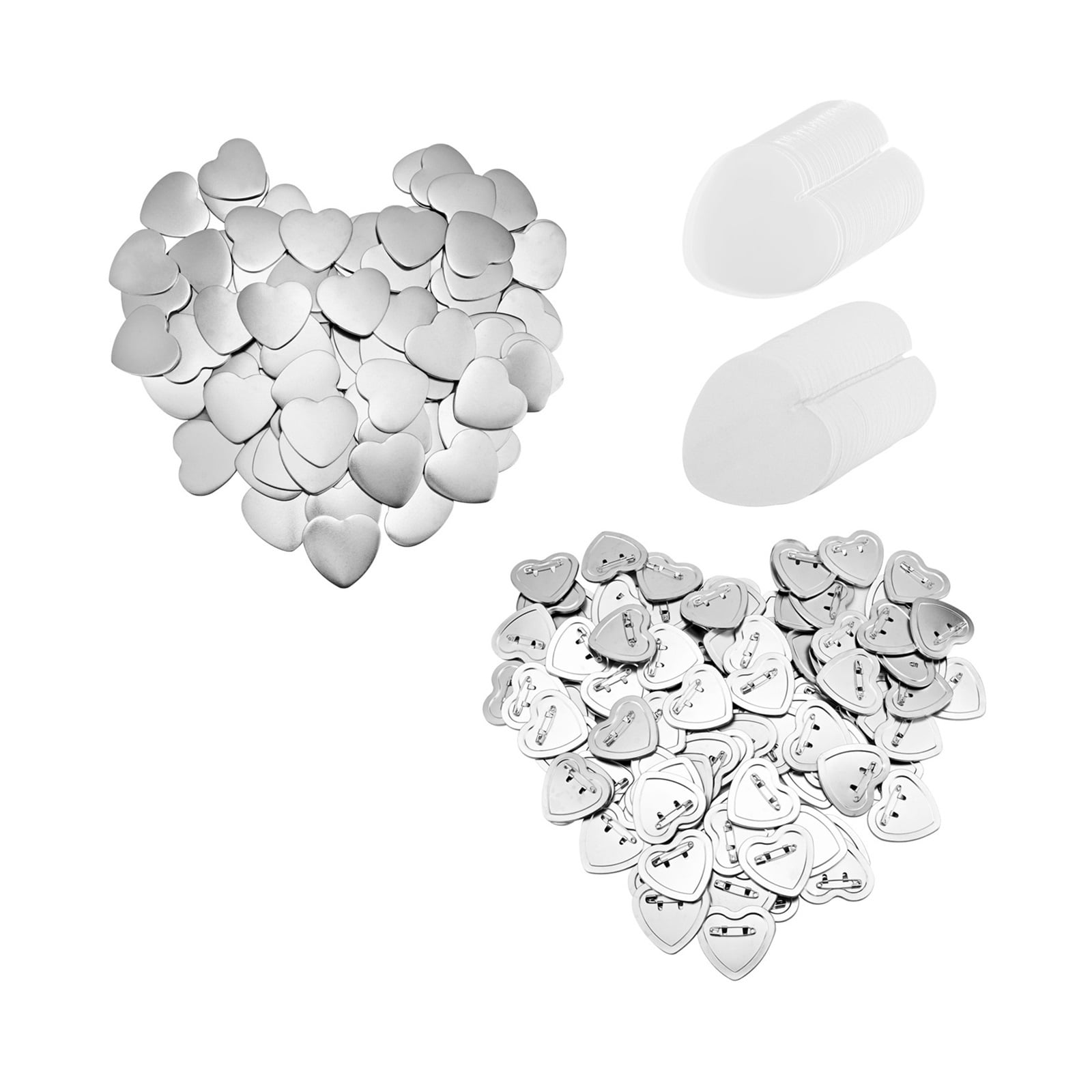 100PCS Blank Bad Button Maker Parts, Plastic/Metal-Base DIY Bads Set, 58MM Button Parts Bad Pin Press Machine Supplies