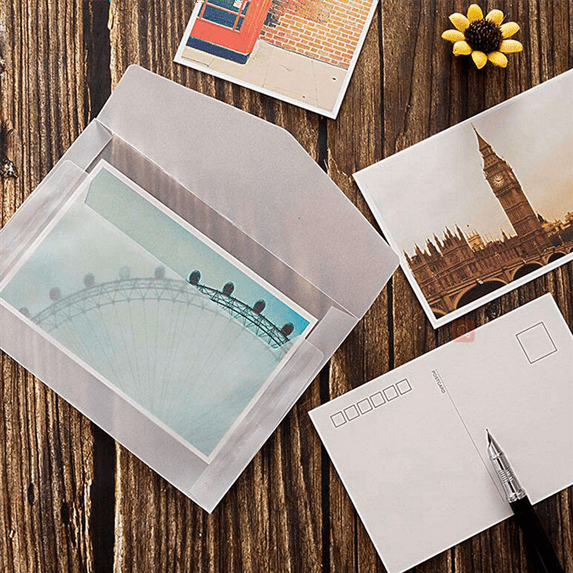 100PCS Blank Envelope Translucent Paper Envelopes Set Letter Vintage Wedding Invitation Envelopes for Cards