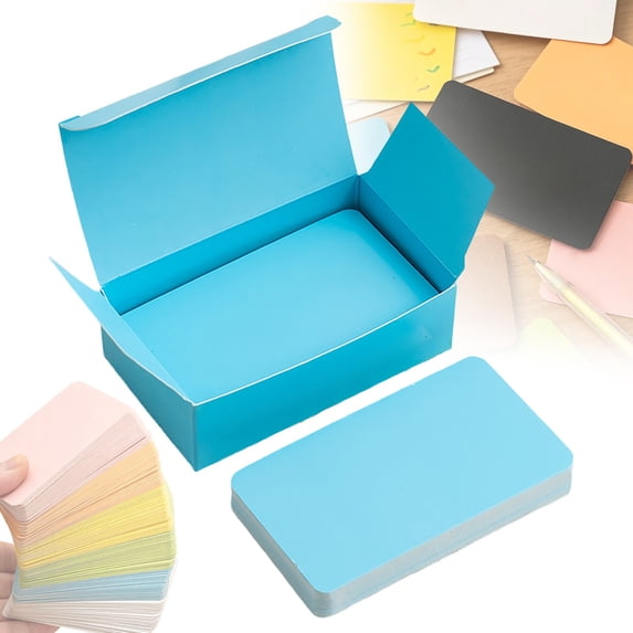 100PCS Blank Index Cards 3.5x2 inches Note Cards Cardstock Flash Cards, Unruled Study Cards for Classroom Learning, Office (Blue, 100/Pack)