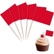100PCS Blank Toothpick Flags Cupcake Toppers Decorations for Party, Cocktail Sticks Flags Food Labels Food Flags for Fruit Salad Cheese Plate Baby Shower Wedding Birthday Party Supplies - Red