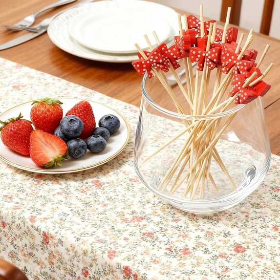 100PCS Bow Picks Bamboo Skewers for Appetizers, Fancy Toothpicks for Appetizers, 4.7 Inch Long Decorative Knot Bamboo Cocktail Sticks for Party Drinks Food Fruit Charcuterie Boards Accessories