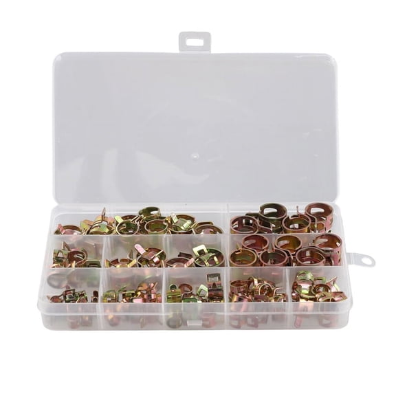 100PCS Car Truck Spring Clips Oil Water Hose Clip Pipe Tube Clamp Fastener Assortment Kit 6-17mm