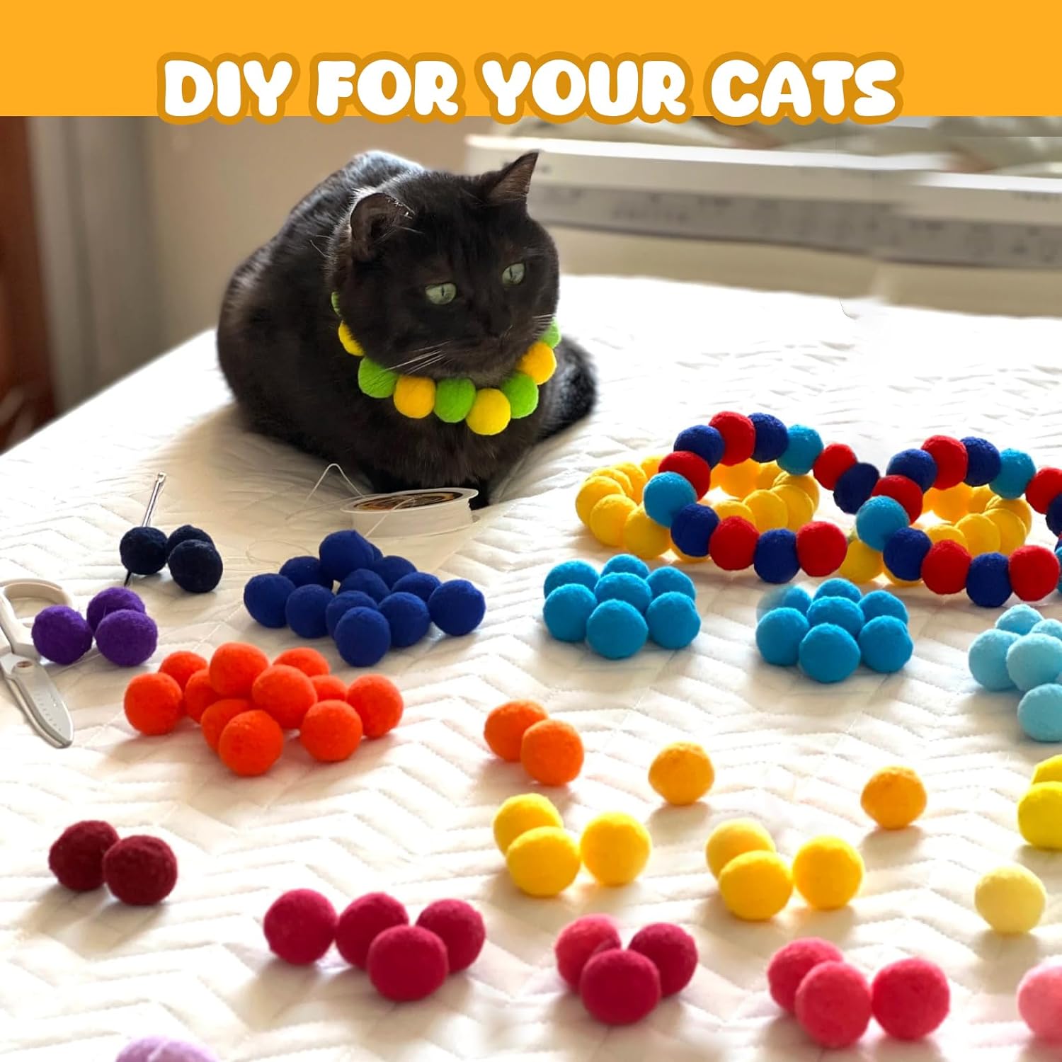 100PCS Cat Ball Toys with 2 Launchers Set, Funny Interactive Cat Toys for Indoor Cats, Adult Cats & Kitten Toys