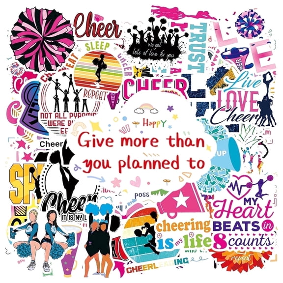 100PCS Cheer Squad & English Learning Stickers – Short Encouraging Phrases and Cheerleading Chants for Daily Motivation and Study Boost, Vinyl Decals for Laptops Water Bottles Bumpers Journals.