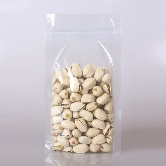 100PCS Clear Transparent Stand-Up Side Gusset Zip Top Seal Bags 10x20+6cm (3.9x7.8+2.3")